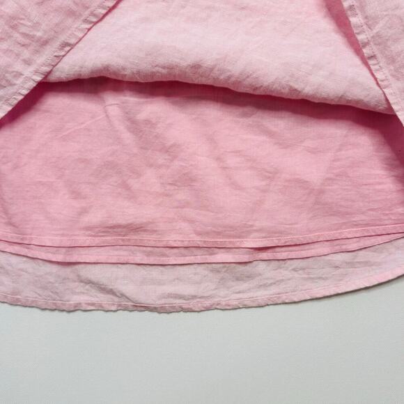 Vineyard Vines Pink Linen Shoft Dress with button front and decorative pleats. - Picture 7 of 9